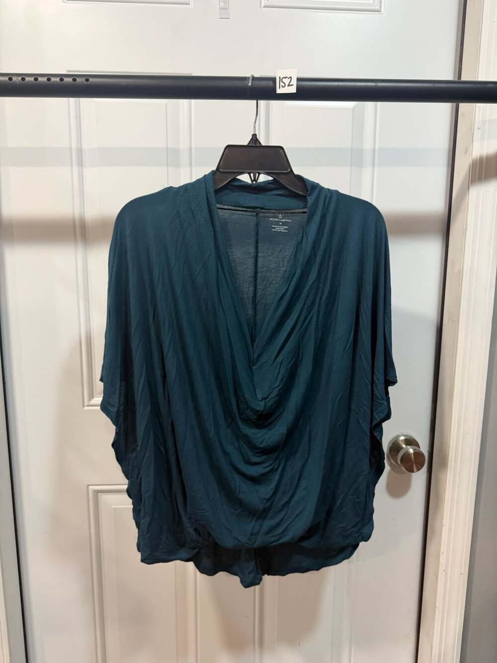 Worthington Blouse Size M Teal Cowl Neck Dolman Top